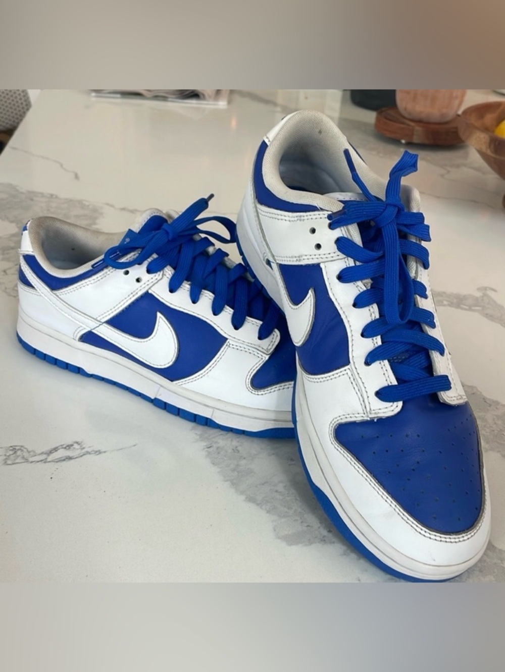 Nike Low Top Dink Sneakers in White & Racer Blue Mens 9.5